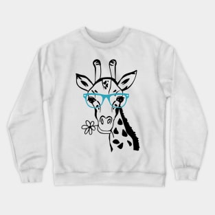 Giraffe Spirit Animal Trendy Funny Face With Glasses In Zoo Crewneck Sweatshirt